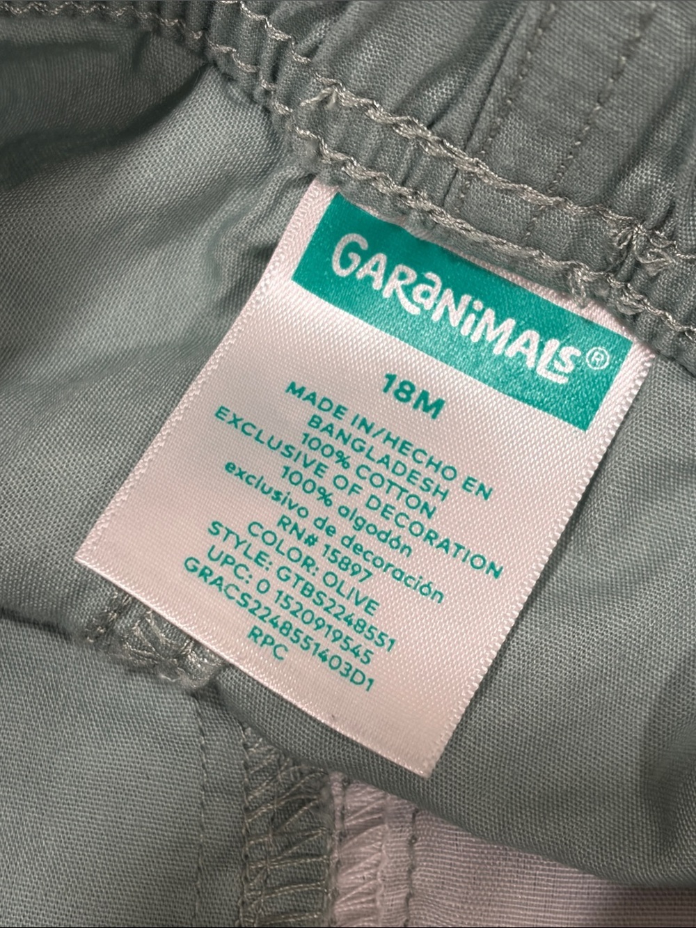 Garanimals Olive Drawstring Cargo Shorts - Picture 4 of 4